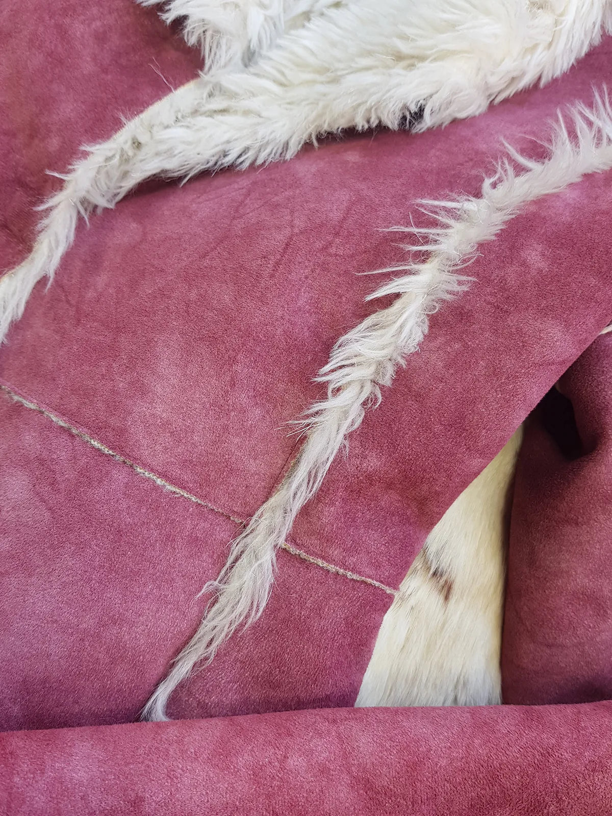 2000s Blush Pink & White Shearling Bohemian Rock Chick Jacket - Vegan - Young Britney Spears Vibes