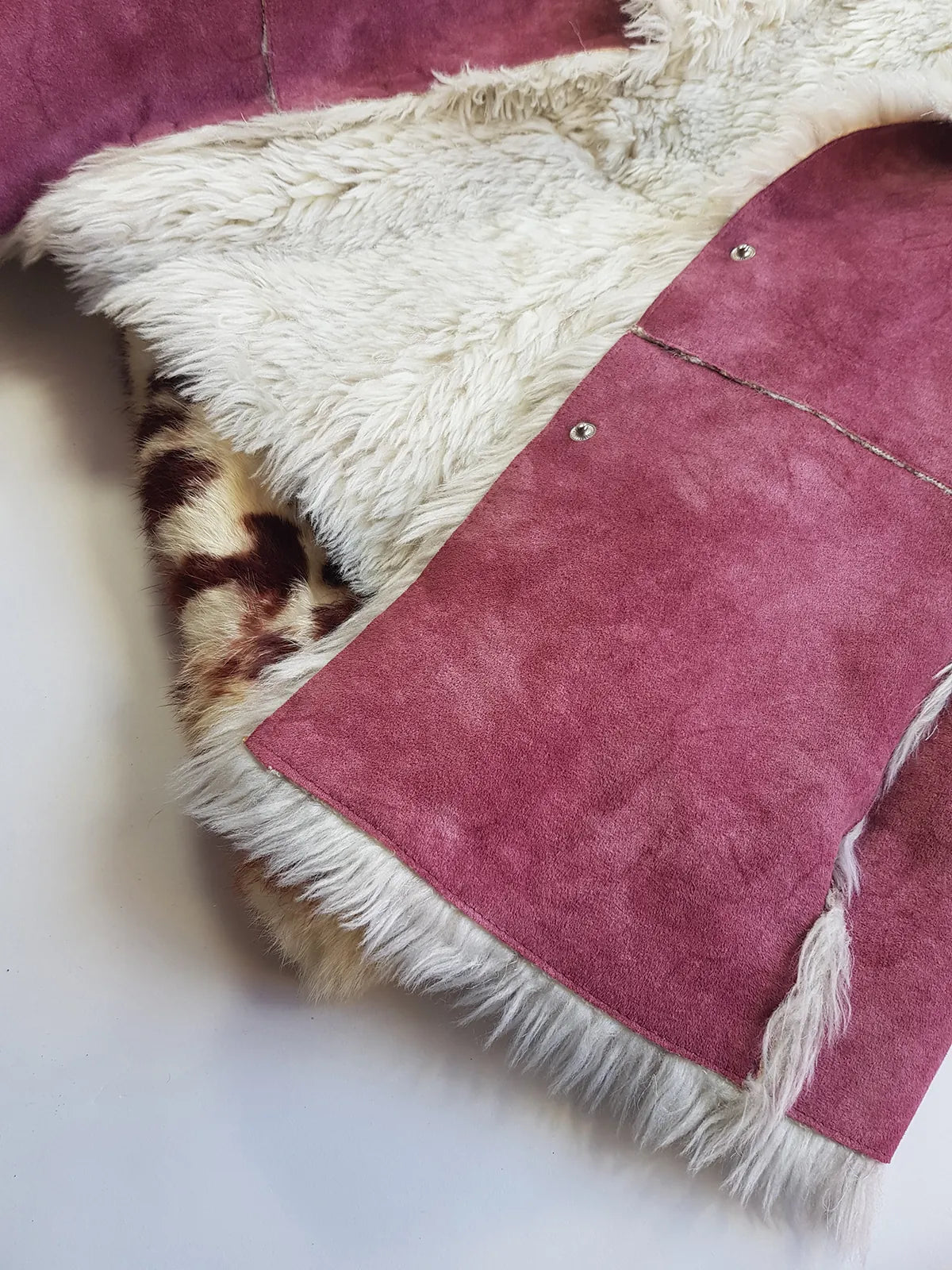 2000s Blush Pink & White Shearling Bohemian Rock Chick Jacket - Vegan - Young Britney Spears Vibes