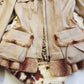 Vintage 2000s Metallic Champagne Leather & Fur Jacket - 100% genuine leather