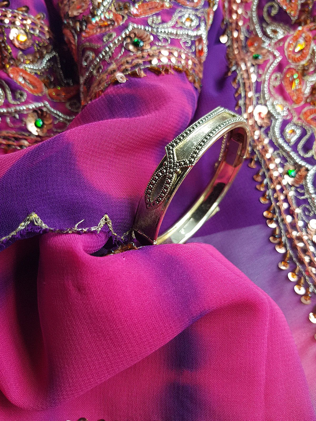 1970s Designer - Stamped - Whiting & Davis - Ornate Gold - Iconic Designer Metal Bracelet