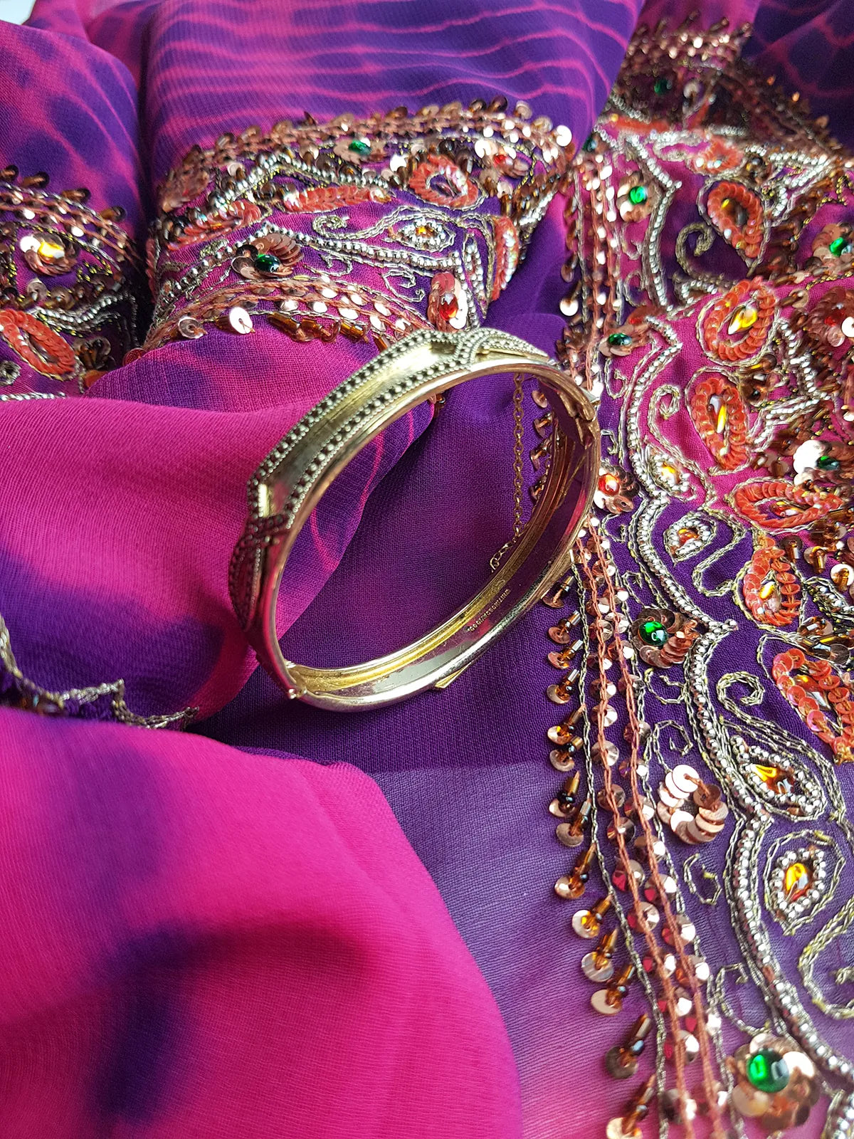 1970s Designer - Stamped - Whiting & Davis - Ornate Gold - Iconic Designer Metal Bracelet