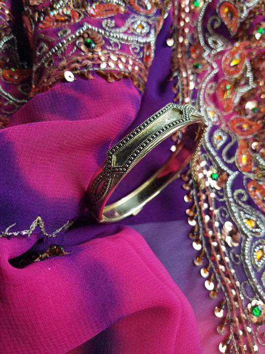 1970s Designer - Stamped - Whiting & Davis - Ornate Gold - Iconic Designer Metal Bracelet