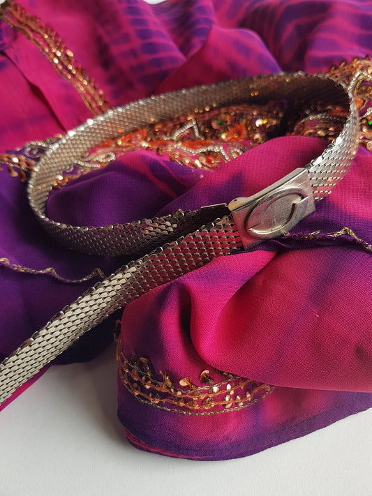 1970s Designer Oroton Metal Mesh Silver Snake Belt - Sparkly - Studio 54 Party wear