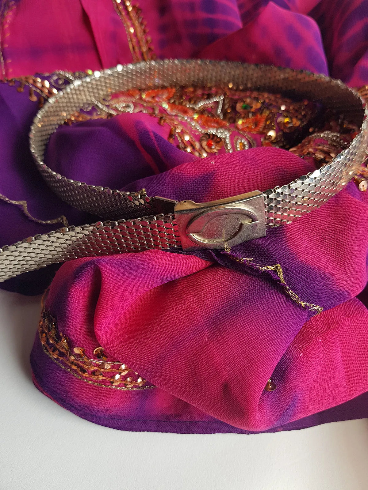 1970s Designer Oroton Metal Mesh Silver Snake Belt - Sparkly - Studio 54 Party wear