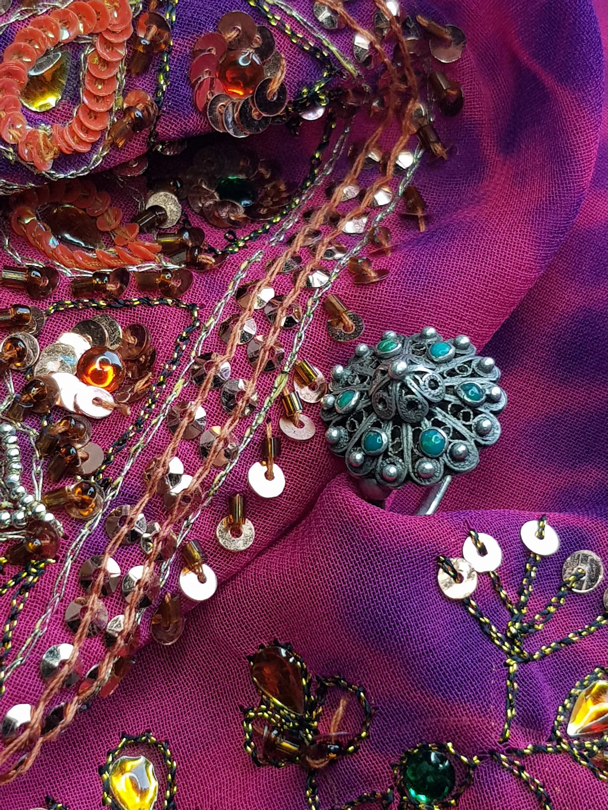 1950s Ornate Turquoise & Silver Ring with Intricate Wire Work