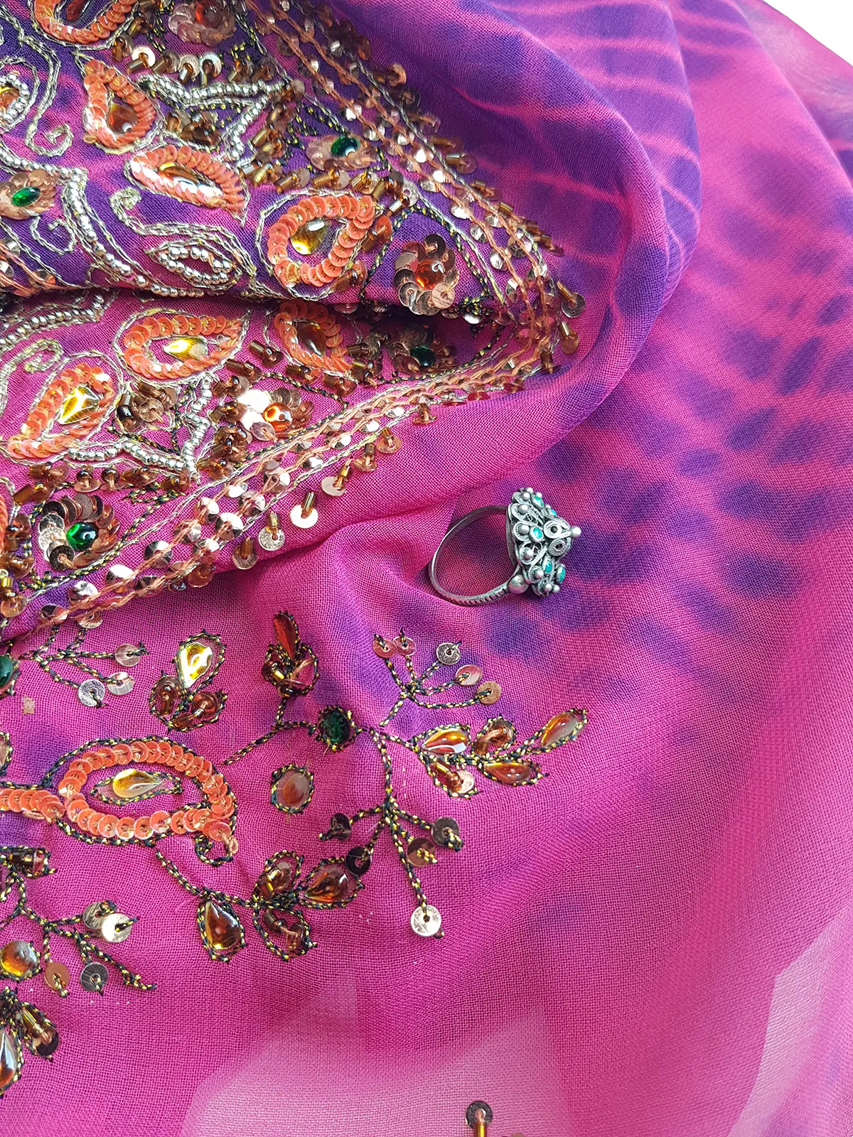 1950s Ornate Turquoise & Silver Ring with Intricate Wire Work