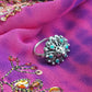 1950s Ornate Turquoise & Silver Ring with Intricate Wire Work