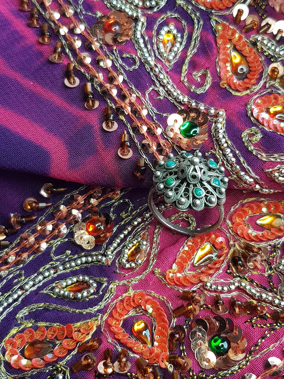 1950s Ornate Turquoise & Silver Ring with Intricate Wire Work