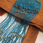 Iconic 1970s Handmade Crochet Beaded - Tasseled - Party Hairpiece Beanie - Studio 54 - Blue Crochet & Gold Beading