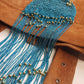 Iconic 1970s Handmade Crochet Beaded - Tasseled - Party Hairpiece Beanie - Studio 54 - Blue Crochet & Gold Beading