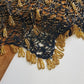 Insane 1970s Handmade Crochet Beaded Party Top / Skirt / Wrap - Tie at neck - Studio 54 - Black Crochet & Gold Beading