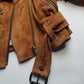 Vintage Perfect Motorcycle Tassel Jacket - Rich Tan 100% Genuine Suede - Metal Hardware - Fully Lined Jacket
