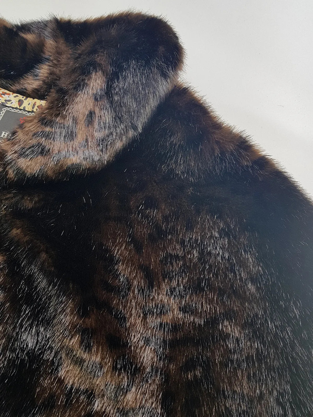 Vintage Leopard Cape with Collar - Iconic Sparkly Buttons- Vegan Fur - Satin Leopard Print Lining