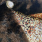 Vintage Leopard Cape with Collar - Iconic Sparkly Buttons- Vegan Fur - Satin Leopard Print Lining