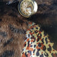 Vintage Leopard Cape with Collar - Iconic Sparkly Buttons- Vegan Fur - Satin Leopard Print Lining