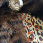 Vintage Leopard Cape with Collar - Iconic Sparkly Buttons- Vegan Fur - Satin Leopard Print Lining
