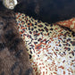 Vintage Leopard Cape with Collar - Iconic Sparkly Buttons- Vegan Fur - Satin Leopard Print Lining
