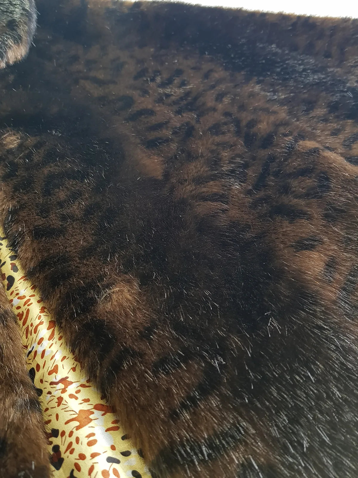 Vintage Leopard Cape with Collar - Iconic Sparkly Buttons- Vegan Fur - Satin Leopard Print Lining