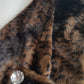 Vintage Leopard Cape with Collar - Iconic Sparkly Buttons- Vegan Fur - Satin Leopard Print Lining