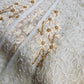 Vintage Ethereal 100% Silk - Bridal Quality Cream & Gold Flowers - Handmade Fully Beaded Jacket