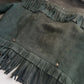 Vintage 100% Genuine Suede Motorcycle Tassel Jacket - Muted Green - Metal Hardware