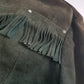 Vintage 100% Genuine Suede Motorcycle Tassel Jacket - Muted Green - Metal Hardware