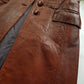 1970s English Made Congac Brown Leather Coat - Beautiful Leather Buttons & Perfect Knee Length