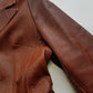1970s English Made Congac Brown Leather Coat - Beautiful Leather Buttons & Perfect Knee Length