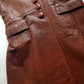 1970s English Made Congac Brown Leather Coat - Beautiful Leather Buttons & Perfect Knee Length