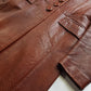 1970s English Made Congac Brown Leather Coat - Beautiful Leather Buttons & Perfect Knee Length