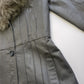1970s Grey Spy Coat with Fur Collar - Penny Lane Almost Famous Leather Coat - Beautiful Leather Panelling & Perfect Knee Length
