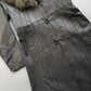 1970s Grey Spy Coat with Fur Collar - Penny Lane Almost Famous Leather Coat - Beautiful Leather Panelling & Perfect Knee Length