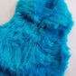 1990s Wild Fun Fur Vest in Electric Blue - Knit Detailing & Super Chunky Metal Zipper & Hardware