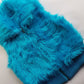1990s Wild Fun Fur Vest in Electric Blue - Knit Detailing & Super Chunky Metal Zipper & Hardware