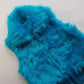 1990s Wild Fun Fur Vest in Electric Blue - Knit Detailing & Super Chunky Metal Zipper & Hardware