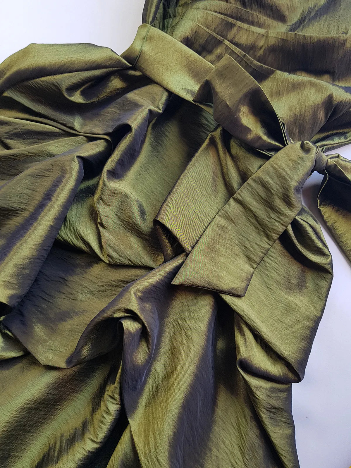 2000s Whimsical Iridescent Fairy Dress in Mystical Olive Green - Bubble Dress - Waist Tie Detailing