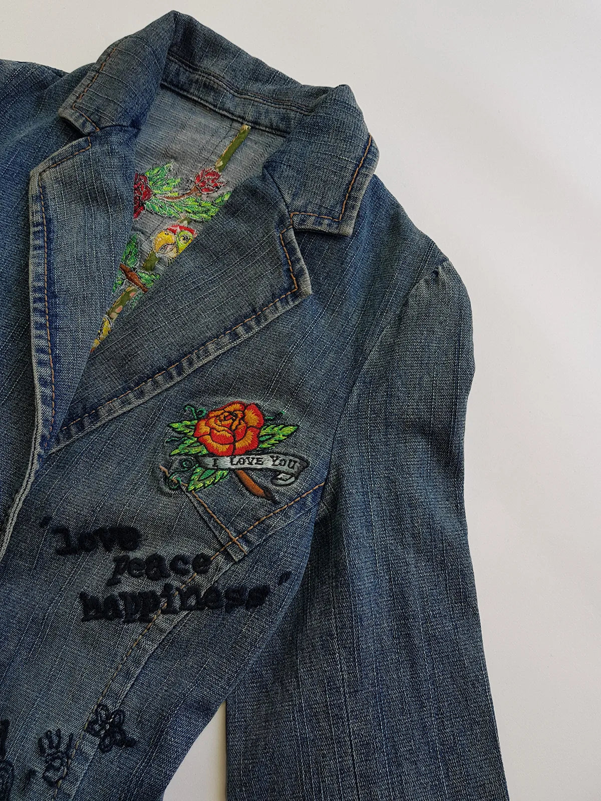 1990s Mudd Designer Deadstock - Insane Denim & Embroidery - Fitted Jacket - Metal Hardware - Original Tags still Attached