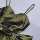 2000s Whimsical Iridescent Fairy Dress in Mystical Olive Green - Bubble Dress - Waist Tie Detailing
