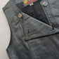 1980s Vintage 100% Genuine Leather Gunmetal Metallic Grey Motorcycle Vest - Metal Hardware - Fully Lined