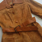 1970s Beautiful Rich Caramel Soft Suede & Leather Jacket - Hourglass Fit with Matching Belt - Leather Features - Feminine Curved Tailoring