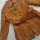 1970s Beautiful Rich Caramel Soft Suede & Leather Jacket - Hourglass Fit with Matching Belt - Leather Features - Feminine Curved Tailoring