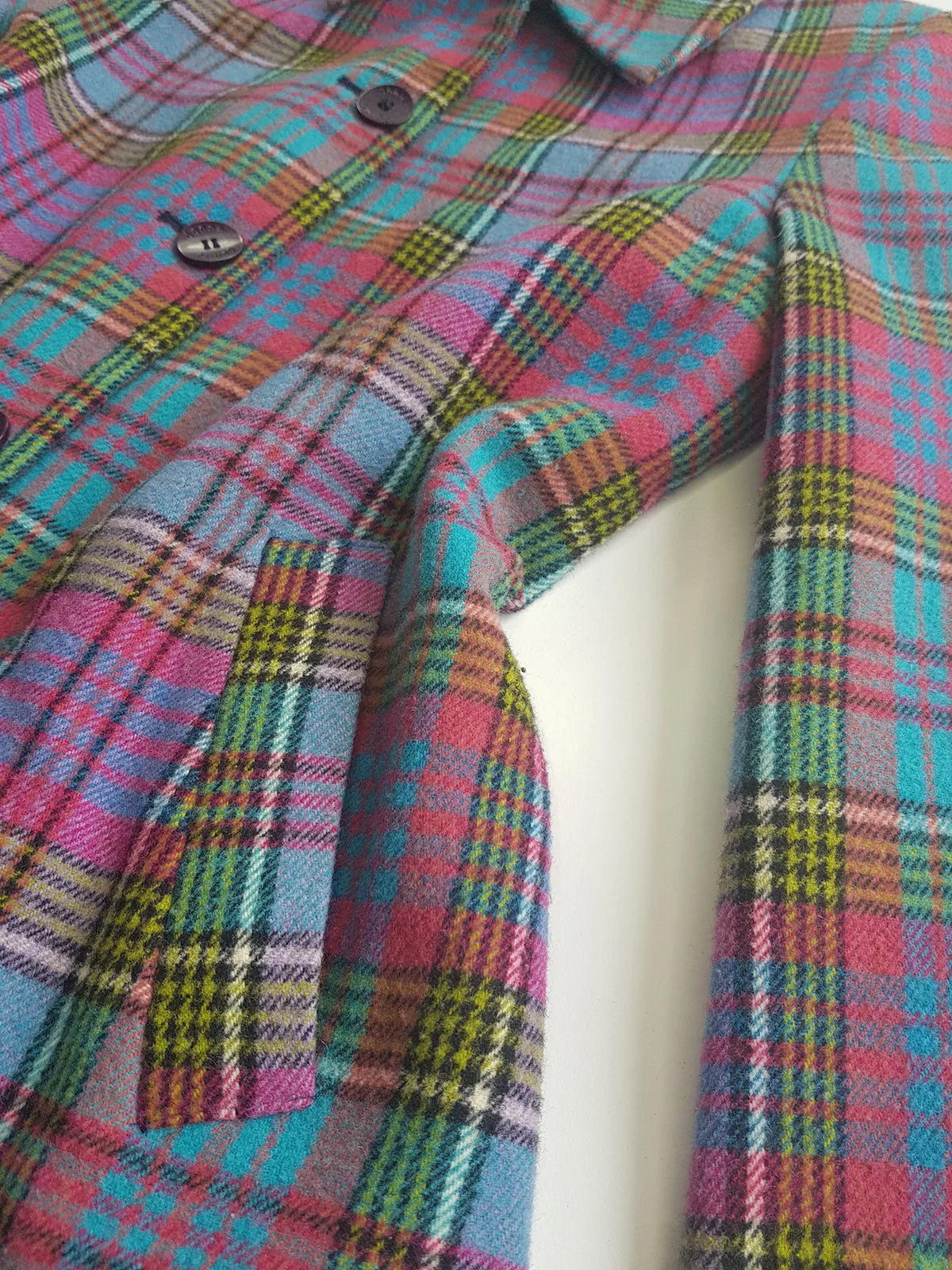 1990s Iconic Clueless Style Plaid Jacket - Tailored Hourglass - Pinks Purples Greens & Blues - Perfect Shape - Fully Lined