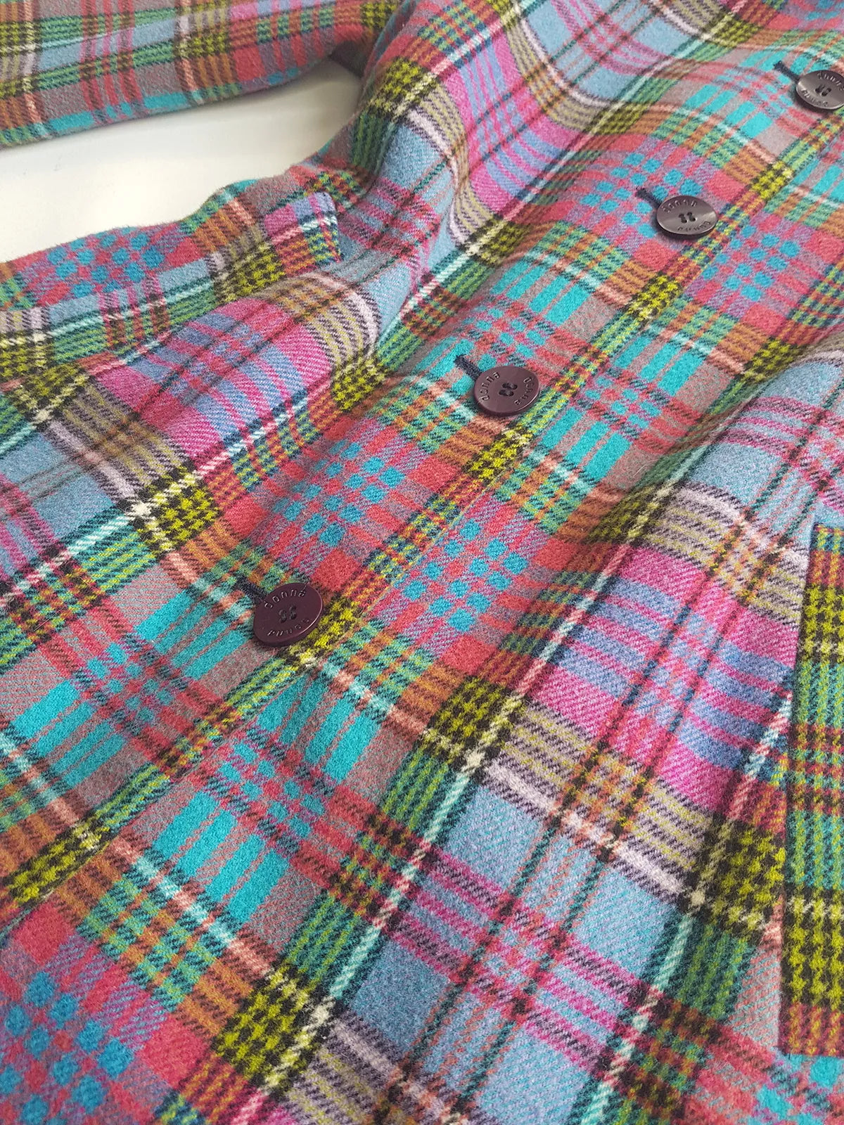 1990s Iconic Clueless Style Plaid Jacket - Tailored Hourglass - Pinks Purples Greens & Blues - Perfect Shape - Fully Lined