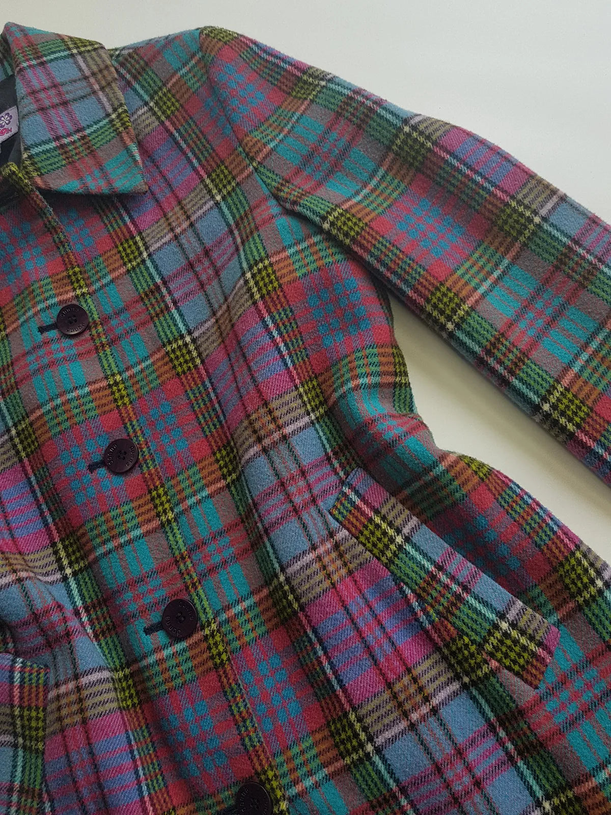 1990s Iconic Clueless Style Plaid Jacket - Tailored Hourglass - Pinks Purples Greens & Blues - Perfect Shape - Fully Lined