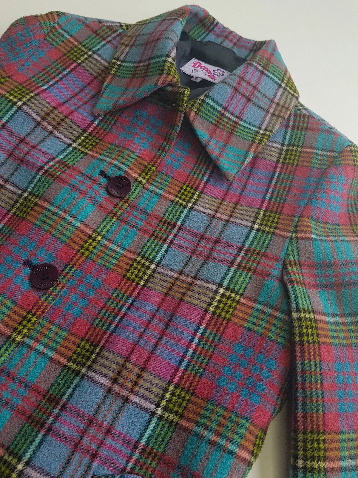 1990s Iconic Clueless Style Plaid Jacket - Tailored Hourglass - Pinks Purples Greens & Blues - Perfect Shape - Fully Lined