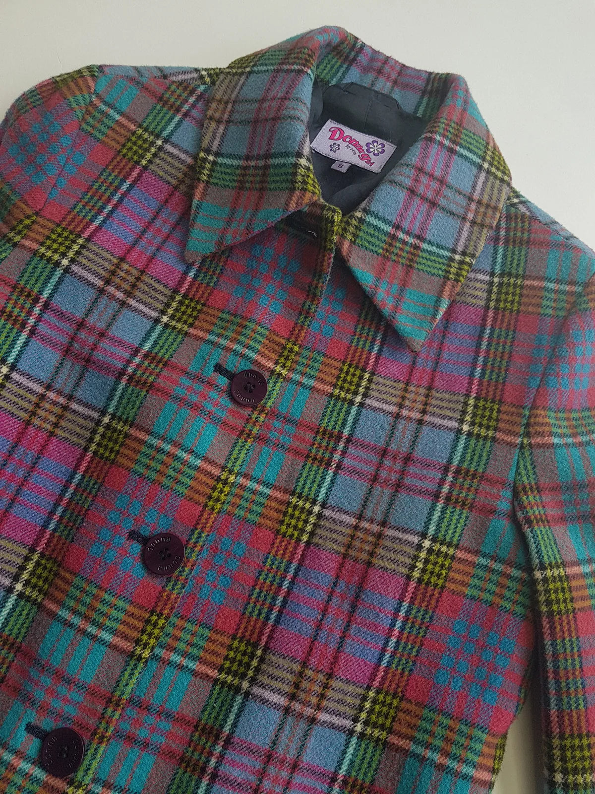 1990s Iconic Clueless Style Plaid Jacket - Tailored Hourglass - Pinks Purples Greens & Blues - Perfect Shape - Fully Lined