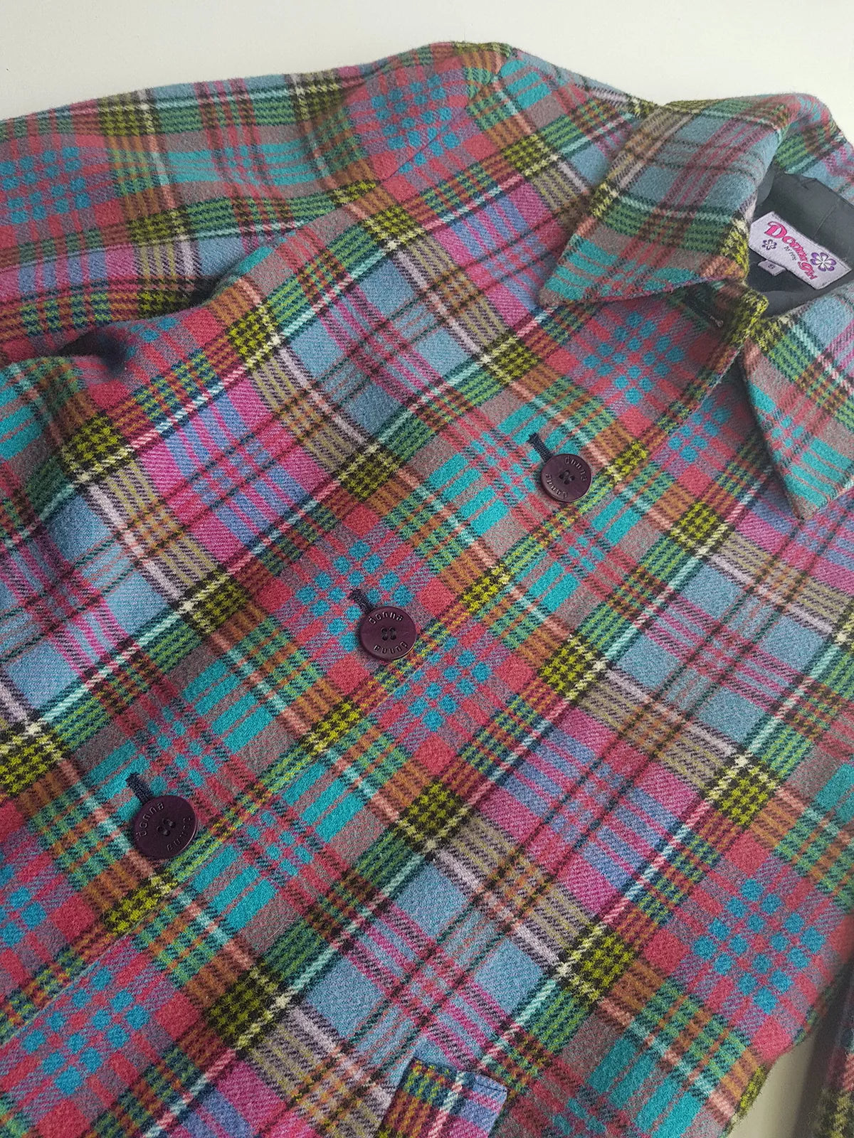 1990s Iconic Clueless Style Plaid Jacket - Tailored Hourglass - Pinks Purples Greens & Blues - Perfect Shape - Fully Lined