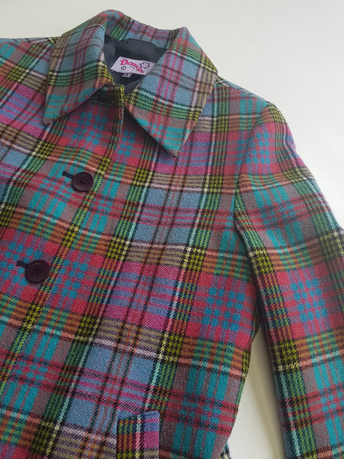 1990s Iconic Clueless Style Plaid Jacket - Tailored Hourglass - Pinks Purples Greens & Blues - Perfect Shape - Fully Lined