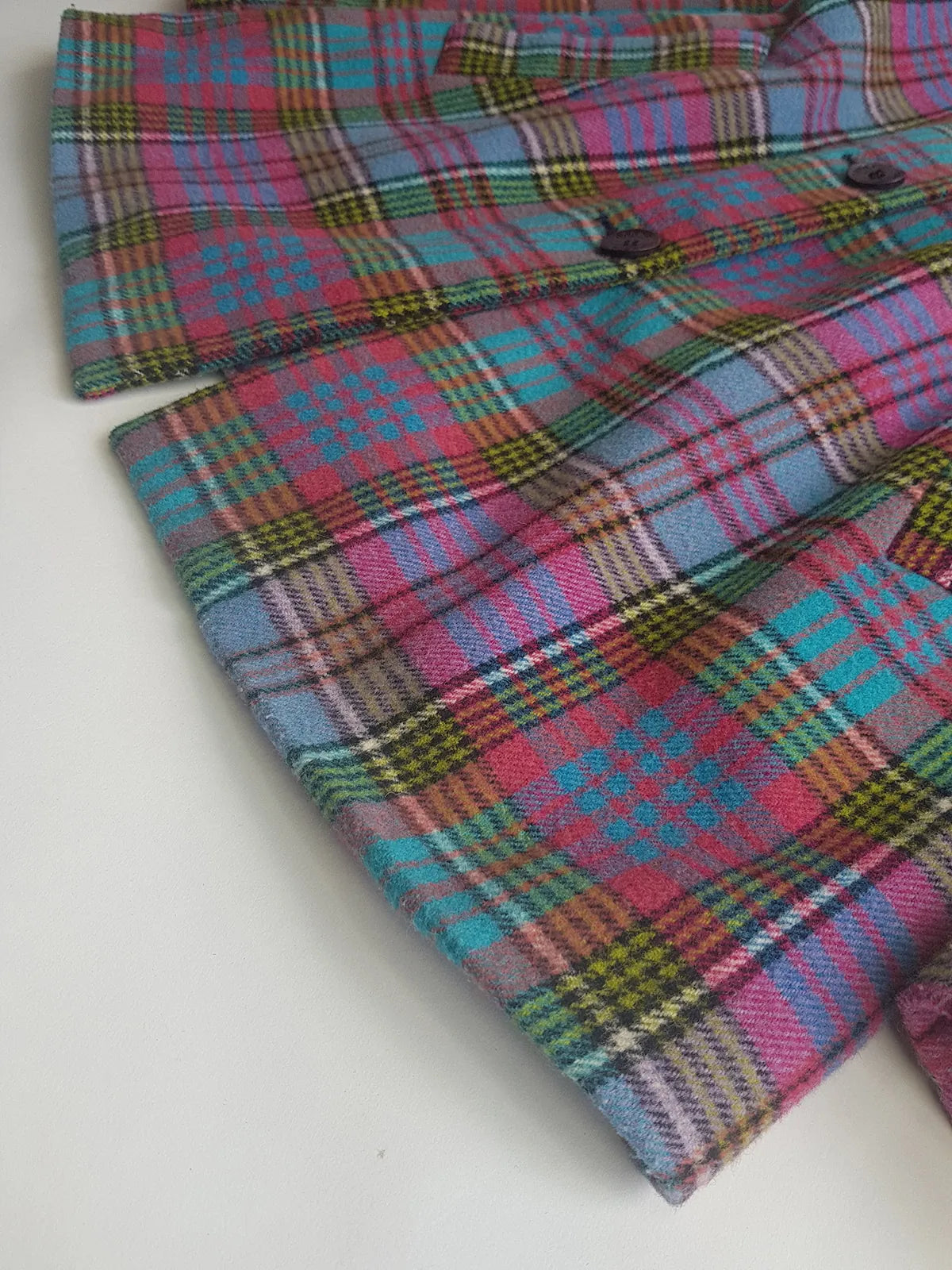 1990s Iconic Clueless Style Plaid Jacket - Tailored Hourglass - Pinks Purples Greens & Blues - Perfect Shape - Fully Lined