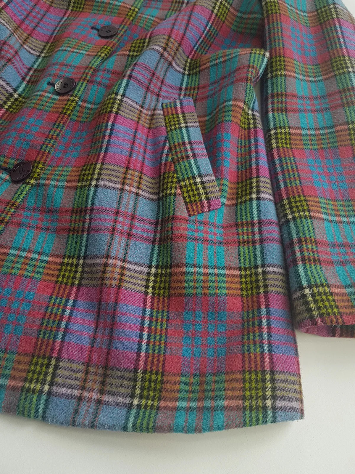 1990s Iconic Clueless Style Plaid Jacket - Tailored Hourglass - Pinks Purples Greens & Blues - Perfect Shape - Fully Lined